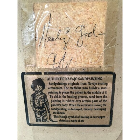 Vintage Authentic Healing God Navajo Authentic Sand Painting Titled & Signed - Picture 7 of 8